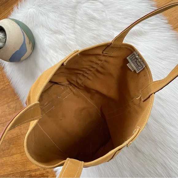 L.L. Bean vintage rare mustard medium boat and tote bag - Picture 6 of 9